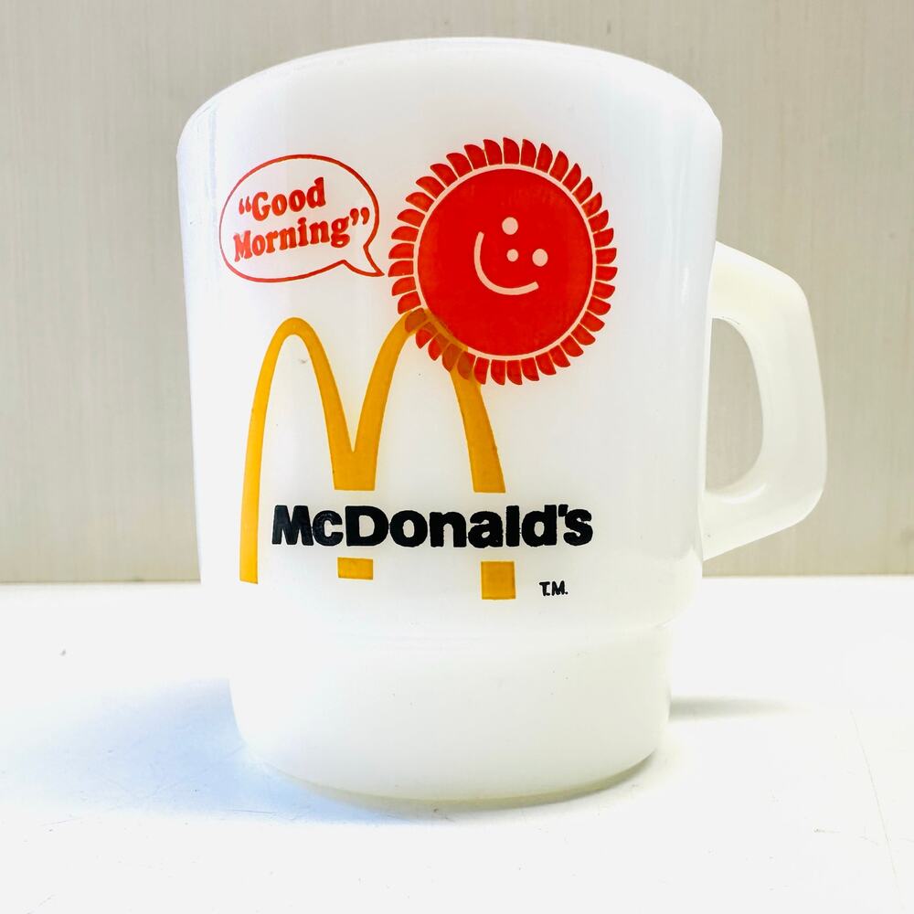 Vintage Anchor Hocking Fire King McDonald's Good Morning Glass Coffee Tea Mug